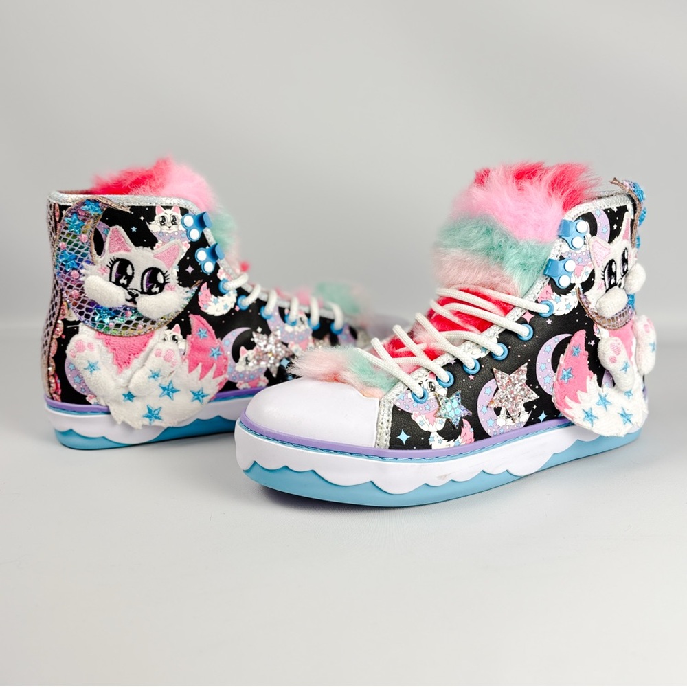 Irregular Choice Planetarium Sneakers | Star Cat High Tops | Faux Fur